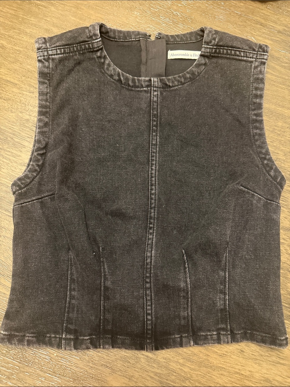 Abercrombie & Fitch Women's Washed Charcoal Denim Tank